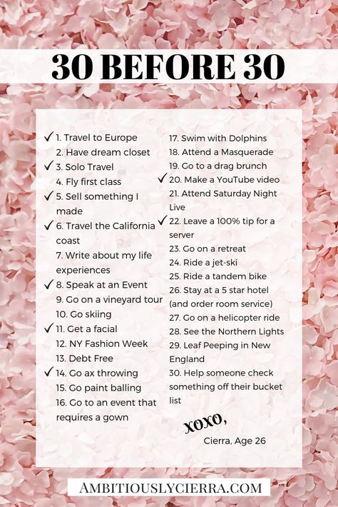 30 Goals Before 30, 30 Things To Do Before 30 Checklist, Before 30 Goals, 30 For 30, Bucket List Ideas Before 30, Yearly Bucket List Ideas, Things To Do In Your 30s, 20 Before 20 List, 30 Under 30 Bucket List