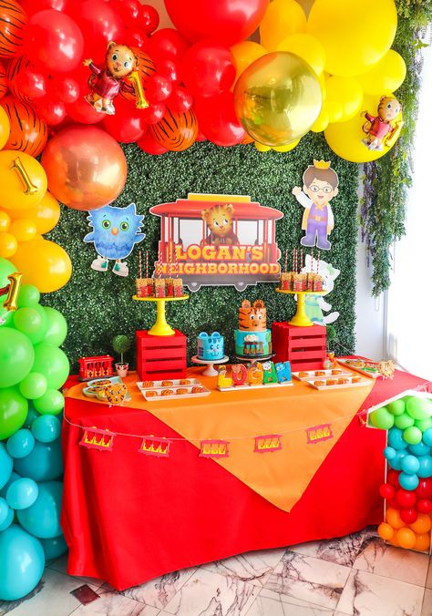 Mr Rogers Neighborhood Birthday Party, Daniel Tiger Neighborhood Birthday Ideas, Daniel Tigers Neighborhood Birthday Cake, Daniel Tiger Theme Birthday Party, Mr Rogers Birthday Party, Daniel Tiger 1st Birthday Party, Daniel Tiger 3rd Birthday Party, Daniel Tiger Birthday Party Decoration, Daniel The Tiger Cake