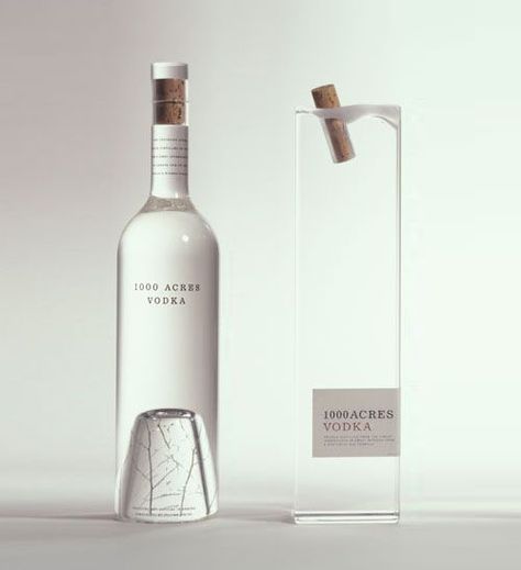 1000 Acres Vodka. I love the subtle tree at the bottom of the bottle Vodka Packaging, Alcohol Packaging, Gin Fizz, Cool Packaging, Alcohol Bottles, Graphic Design Packaging, Objet Design, Packing Design, Packaging Labels Design