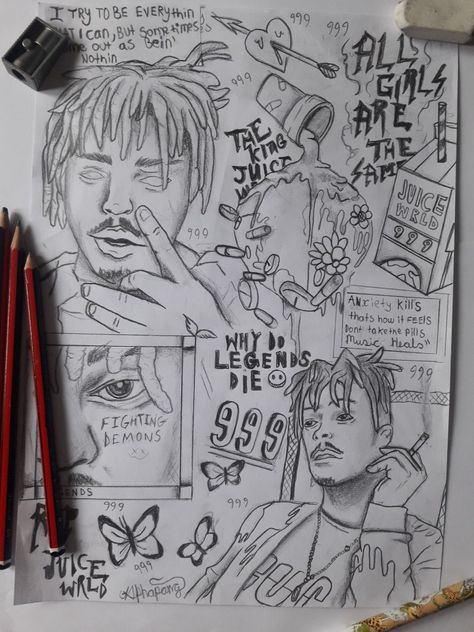 Juice World Drawings Easy, Juice Weld Drawings, Juicewrld Drawing, Astroworld Drawing, Juice Wrld Nails Acrylic, Juice Wrld Drawing Sketch, Juice Wrld Painting Canvas Easy, Rapper Sketches, Xxxtentaci̇on Drawing