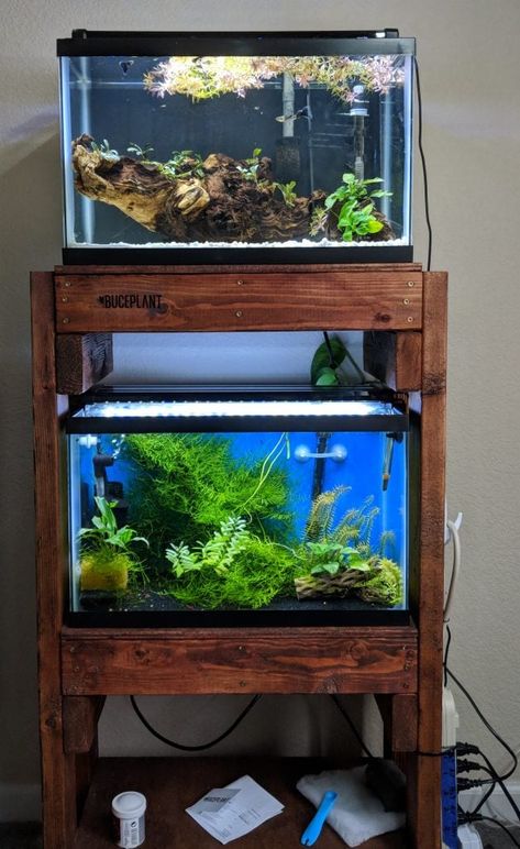 Aquarium Stands Ideas, Diy 10 Gallon Aquarium Stand, Diy Fish Tank Stand 10 Gallon, Fish Tank Rack Ideas, 20 Gallon Long Aquarium Stand, Multiple Aquarium Setup, Diy Fishtank Stands, Aquarium Stand Ideas Diy, Aquarium Shelf Ideas