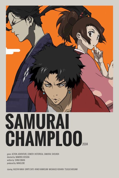 samurai champloo minimalist anime poster Samari Champloo, The Last Samurai Poster, Samurai Champloo Manga, Samurai Champloo Wallpapers, Samurai Champloo Poster, Champloo Samurai, Anime Movie Poster, Minimalist Anime Poster, Anime Samurai