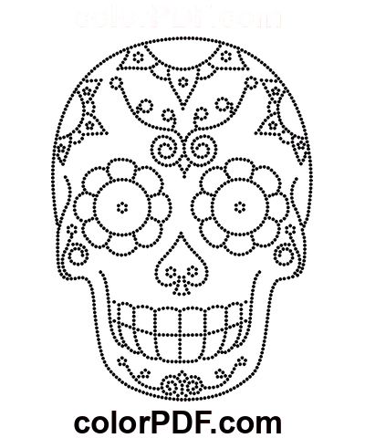 Sugar Skull – Coloring Pages and Books in PDF Sugar Skull Coloring Pages, Skull Coloring, Den Mrtvých, Skull Coloring Pages, Skull Crafts, Sugar Skull Tattoos, Mexican Embroidery, Sugar Skull Art, Paint And Sip