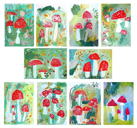 Fall Art Projects, Classroom Art Projects, Art Education Resources, Elementary Art Projects, Seasons Art, Kindergarten Art, Art Lessons Elementary, Mushroom Art, Autumn Art