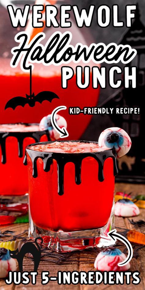 Kid Friendly Halloween Punch Recipes, Red Halloween Drinks For Kids, Halloween Punch Non Alcoholic, Halloween Juice For Kids, Halloween Punch Recipes For Kids, Easy Halloween Drinks For Kids, Horror Restaurant, Spooky Drinks For Kids, Halloween Drink Ideas For Kids