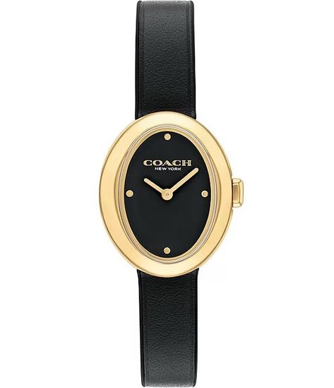 COACH Women's Sammy Quartz Analog Black Leather Strap Watch | Dillard's Black Watch Women's, Coach Watches Women, Leather Strap Watch Women, Classic Watch Women, Watches Women Black, Coach Watch, Small Watch, Black Leather Watch, Ladies Watches