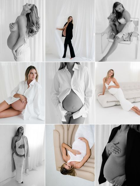 Maternity Shoot In Studio, Home Maternity Photography, Maternity Shoot Outfit, Studio Maternity Shoot, Maternity Studio Photoshoot, Pregnancy Announcement Photoshoot, Studio Maternity Photos, Cute Pregnancy Pictures, Pregnancy Belly Photos