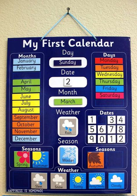 My First Calendar, Peraturan Kelas, Maluchy Montessori, Weather Chart, Classroom Calendar, Homeschool Classroom, School Calendar, Aktivitas Montessori, Kids Calendar