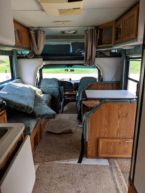 More Updates to Our 90's RV (Help Us Choose a Name!) Class C Rv Remodel, Motorhome Remodel, Rv Redo, Rv Furniture, Camper Trailer Remodel, Rv Renovation, Rv Repair, Diy Camper Remodel, Class C Rv