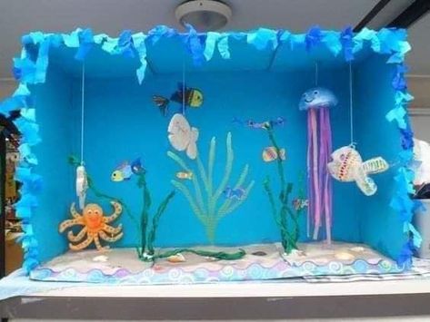 Aquatic Animals Craft, Viz Vilagnapja, Diorama Kids, Habitats Projects, Under The Sea Crafts, Ocean Projects, Preschool Art Projects, For Educational Purposes Only, Diy Bricolage