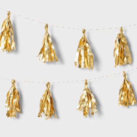 Transform any celebration into a dazzling affair with the Metallic Gold Tassel Garland from Spritz™. This elegant garland features shimmering metallic gold tassels to add glamor to your party decor. With its easy setup and practical design, the metallic gold tassel garland from Spritz™ is an ideal choice for birthdays, weddings, graduations and more. Golden Birthday Ideas For Him, Gold 21st Birthday Decorations, Golden Birthday Decor, Golden Year Birthday Ideas, Gold Classroom Decor, Golden Birthday Ideas, Gold Themed Birthday Party, Shot Party, Gold Party Decor