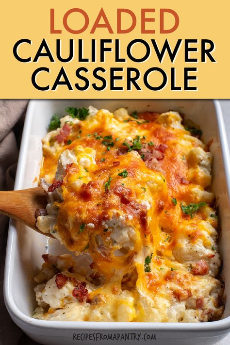 Vegetable Medley Recipes, Baked Cauliflower Casserole, Loaded Cauliflower Bake, Recipe Casserole, Cauliflower Bake, Cauliflower Casserole Recipes, Pork Casserole, Loaded Cauliflower Casserole, Foods Ideas