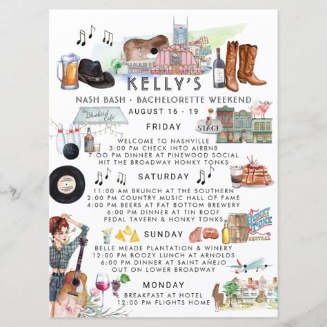 Bachelorette Weekend Itinerary | Nashville Invitation Nashville Invitation, Destination Birthday Party, Itinerary Invitation, Bachelorette Weekend Itinerary, Nashville Bachelorette Party, Bachelorette Party Planning, Nashville Bachelorette, Weekend Itinerary, Last Ride