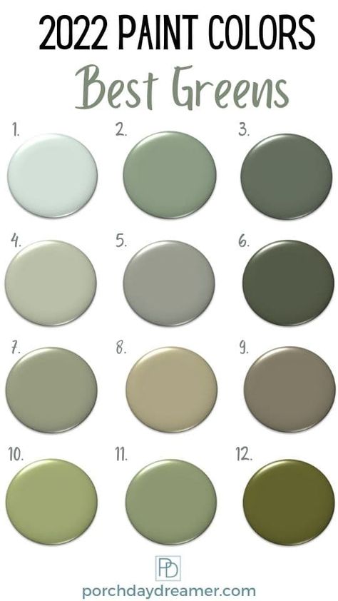 Best of the best paint color trends in 2022! The most useable paint colors for your home grouped by major color families: Neutrals, Blues, Greens, Pinks, and Violets. #porchdaydreamer #coloroftheyear #paintcolors #colortrends Olive Green Color Palette Bedrooms, Wallpaper Trends For 2023, 2022 Paint Color Trends, 2023 Paint Color Trends, Ozark Alabama, Villa Inspiration, Color Families, Olive Green Paints, Best Blue Paint Colors