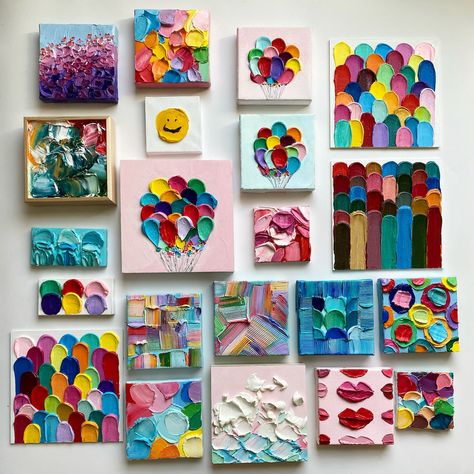 Add some cheerful, colourful and textured art to your home! Ann Marie Coolick creates totally spring vibe artwork that can brighten anyone's day. Mini artwork pieces; International artist, international art, colour pop art, fun art, bright art, textural art, bold art, rainbow art, cute art, kids art,   unique art, abstract art, fruit art, sprinkle art, floral art, polka dot art, oil paintings, colourful gallery wall. Check out more of her pieces by clicking the pin! Easy Canvas Painting Ideas, Canvas Painting Ideas For Beginners, Texture Painting On Canvas, Painting Ideas For Beginners, Easy Canvas Painting, Bright Art, Art And Painting, Easy Canvas, Ann Marie