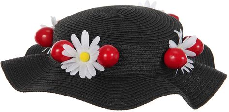 Amazon.com: elope Disney Mary Poppins Classic Black Costume Hat: Clothing Mary Poppins Party Decorations, Mary Poppins Hat, Disney Mary Poppins, Mary Poppins Party, Mary Poppins Costume, Victorian Skirt, Black Costume, Red Bow Tie, Boater Hat