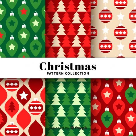 Lovely christmas pattern collection with flat design Free Vector | Free Vector #Freepik #vector #freebackground #freepattern #freechristmas #freechristmas-card Holiday Packaging Design, Christmas Wrapper, Winter Poster, Christmas Graphic Design, Merry Christmas Background, Graphic Design Cards, Christmas Patterns, Christmas Graphics, Printable Scrapbook Paper