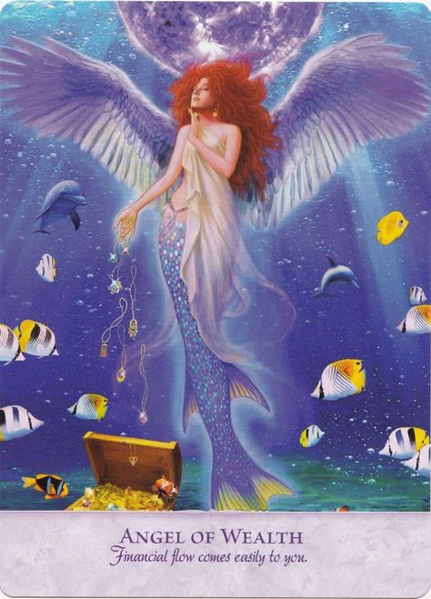 Mermaid With Wings, Angel Tarot Cards, Financial Prosperity, Angel Tarot, Angel Oracle Cards, Angel Guide, Divination Cards, Doreen Virtue, Angel Guidance