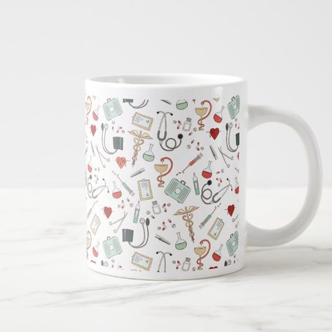 Doctor Nurse Pattern Giant Coffee Mug Gender: unisex. Age Group: adult. Nursing Student Quotes, Medicine Student, Nurse Mugs, Christmas Phone Wallpaper, Sublimation Mugs, Medical Field, Student Gifts, Nurse Gifts, Travel Mugs