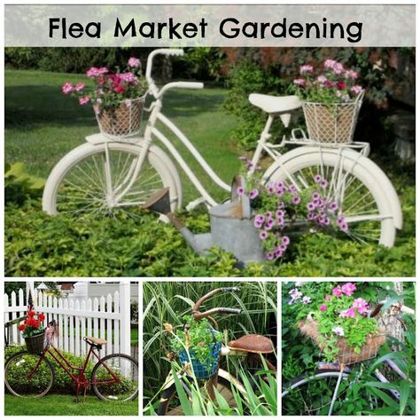 Kebun Herbal, Bike Planter, Bike Decor, Organized Clutter, Flea Market Gardening, Jardim Diy, Bicycle Decor, Vintage Garden Decor, Deco Floral