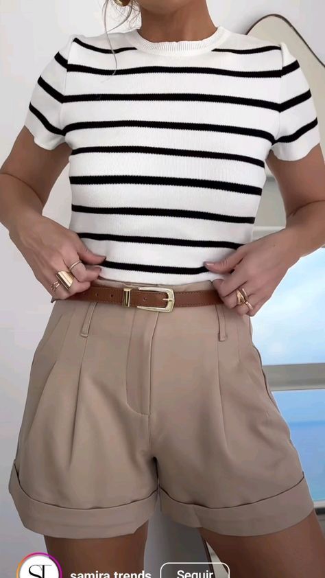 Summer Office Outfits Shorts, Shorts Work Outfit, Shorts Smart Casual, Dressy Shorts Outfits, Business Casual Shorts, Elegance Dress, Casual Chic Outfits, Easy Chic, Moda Chic