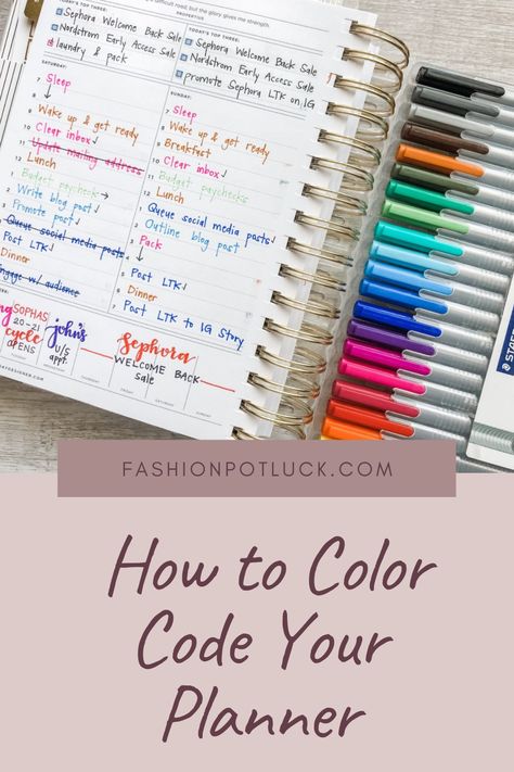 Planner Color Coding Key College, Color Code Journal, College Planner Organization Color Code, Color Coded To Do List, Happy Planner Student Layout Ideas, Color Coded Planner Key, Calendar Category Ideas, Color Code For Planner, Color Coding Calendar