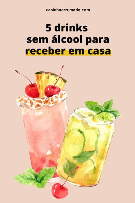 Vai receber os amigos ou familiares em casa e quer preparar uma bebida diferente? Os drinks podem ser uma ótima opção pois são fáceis de fazer e agradam todo mundo, mas também é muito importante pensar em versões de drinks sem álcool para aqueles convidados que não querem ou não podem consumir bebidas alcoólicas. No post de hoje, separei para vocês receitas de 5 drinks sem álcool para receber em casa. Scallion Pancake Recipe, Unique Drink, Dry January, Drinks Alcohol Recipes, Pancake Recipe, Non Alcoholic Drinks, Non Alcoholic, Mocktails, Sangria