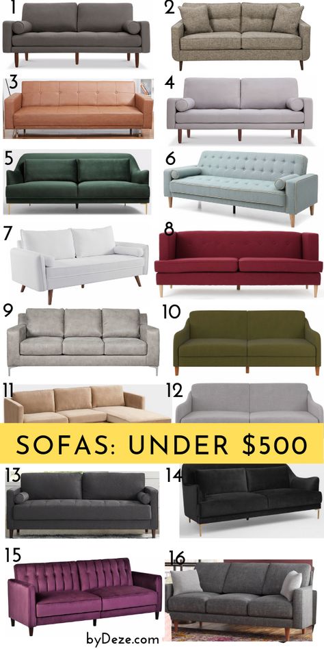 How to Buy a Cheap Sofa or Couch online and furnish your living room on a budget! Click through for a list of sofas under $500. #sofa #couch #livingroom #cheaphomedecor #homedecoronabudget #apartmentdecor #livingroomideas #apartment #apartmentdecorating #apartmentideas Budget Sofa, Cheap Sofa, Cheap Couch, Cheap Living Room Furniture, Affordable Sofa, Cheap Sofas, Living Room Furniture Arrangement, Unique Sofas, Living Room Sofa Design