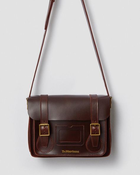 11 inch Leather Satchel | Bags & Satchels | Dr Martens Official Site Leather Sachel, Brown Dr Martens, Leather School Bag, Brown Satchel, Brown Leather Satchel, Name Card Holder, Brown Leather Bag, Leather Satchel Bag, Herren Outfit