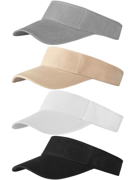 PRICES MAY VARY. 100% Cotton Hook and Loop closure What you will get - 4 pieces of sun visor hats with adjustable velcro back closure, suitable for girls, women or men. Breathable - no-top hat designed for ventilation to accelerate sweat evaporation when doing outdoor activities. Premium Quality Materials - when it comes to our visor caps, we make a point of using nothing but the finest quality 100 percent organic cotton fabric Stylish Accessory - visor caps are much more than a way to protect y Cap For Girls Style, Trendy Caps, Hats And Caps, Trendy Fashion Accessories, Sun Visor Hat, Stylish Caps, Summer Hats For Women, Running Hats, Visor Cap