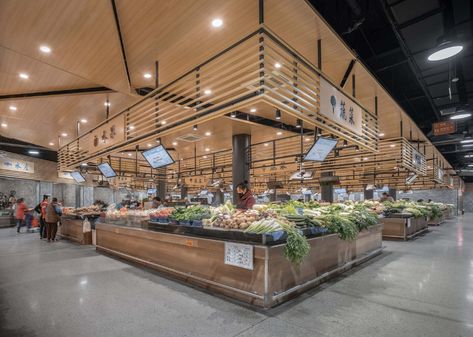 Farmers Market Interior Design, Wet Market Design, Farmers Market Building, Modern Market Design, Public Market Design, Market Architecture Design, Market Place Design, Market Interior Design, Triangle Elements