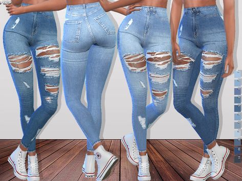 Denim Ripped Jeans 093 with 11 colors. Found in TSR Category 'Sims 4 Female Everyday' Mods Sims 4, Superenge Jeans, Free Sims 4, The Sims 4 Packs, Sims 4 Game Mods, Sims 4 Cc Folder, Sims 4 Gameplay, Sims 4 Teen, Sims Games