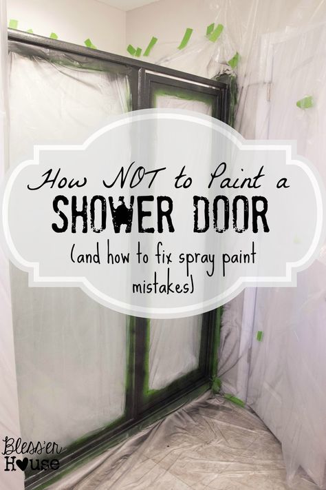 Winter 2015 Project Recap Paint Mistakes, Fix Spray, Painting Shower, Shower Fixtures, Interior Painting, Glass Shower Doors, Shower Door, Painting Bathroom, Living Room Paint