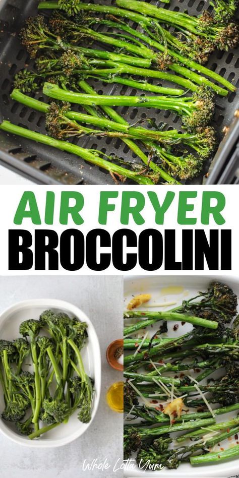 Brocollini Recipes, Baby Broccoli Recipe, Whole Lotta Yum, Broccolini Recipe, Grilled Broccolini, Easy Air Fryer Recipes, Roasted Broccolini, Tenderstem Broccoli, Easy Vegetable Side Dishes