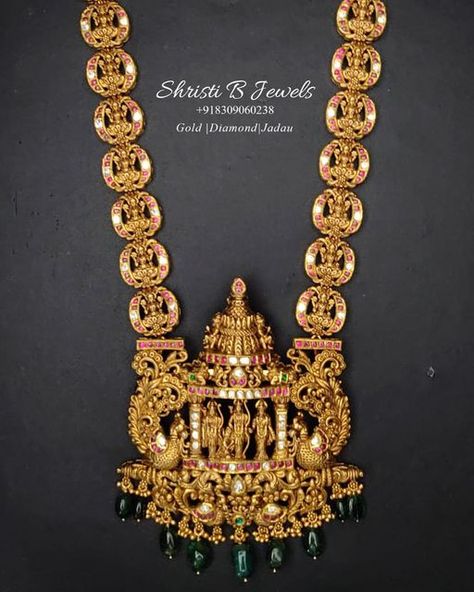 SHRISTI B Jewels on Instagram: "Beautiful Traditional Nakshi haar with ram parivar pendent Call / watsapp +918179668098 for more details" Ram Parivar Haram Designs Latest, Ram Parivar Haram Designs, Ram Parivar, Gold Haram Designs, Haram Designs, Gold Haram, New Gold Jewellery Designs, Antique Jewellery Designs, Gold Bridal Jewellery Sets