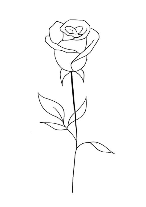 Rose Stencil Tattoo Design, Rose One Line Drawing, Single Rose Tattoo Design, Simple Rose Tattoo Design, Single Rose Drawing, Rose Simple Drawing, Rose Tattoo Design Outline, Rose Stencil Tattoo, Single Rose Tattoo