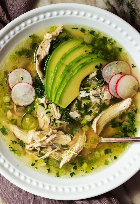 Chile Verde Soup Recipe, Chicken Jalepeno Lime Soup, Green Verde Chicken Soup, Green Chili Stew With Chicken, Verde Soup Chicken, Dominican Chicken Soup, Chicken Green Chili Soup, Green Soup Recipes, Chile Verde Soup