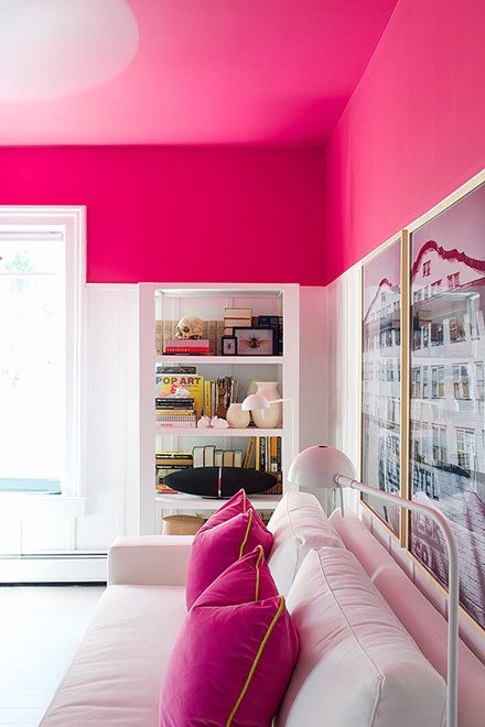 Pink Ceiling, Old Victorian House, Accent Ceiling, Interior Colors, Pink Bedrooms, Office Makeover, Maximalism, Painted Ceiling, Pink Room