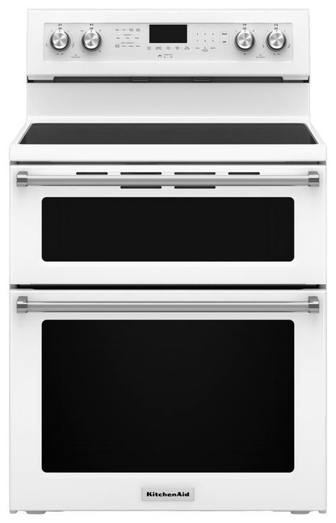 Shop KitchenAid 6.7 Cu. Ft. Self-Cleaning Freestanding Double Oven Electric Convection Range White at Best Buy. Find low everyday prices and buy online for delivery or in-store pick-up. Price Match Guarantee. Double Oven Stove, Double Oven Electric Range, Kitchenaid Range, Freestanding Double Oven, Gas Range Double Oven, Double Oven Range, Convection Range, Electric Double Oven, Convection Cooking