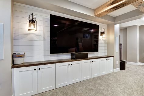 Basement Tv Rooms, Basement Decoration, Dream Basement, Built In Shelves Living Room, Basement Playroom, Basement Finishing, Basement Inspiration, Basement Living Rooms, Basement Family Room