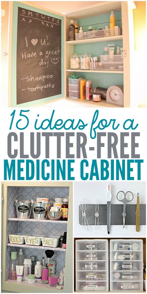 Where is your medicine cabinet? Is it in the bathroom or kitchen? No matter where it is, organization tips for your cabinet will help keep it clean and clutter free. I'm planning on trying several or these in my house. Cabinet Organization Ideas, Kitchen Cabinet Organization Ideas, Bathroom Closet Organization, Medicine Cabinet Organization, Diy Medicine, Bathroom Cabinet Organization, Diy Bathroom Storage, Medicine Organization, Medicine Storage