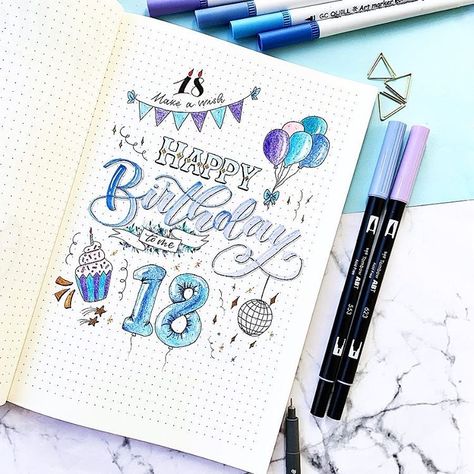 Happy Birthday To Me Journal, Birthday Journaling Ideas, Birthday Bujo Page, Birthday Sketch Ideas, Birthday Title Ideas, Birthday Bujo Theme, Happy Birthday Journal Ideas, Journal Ideas Birthdays, Birthday Month Journal Ideas