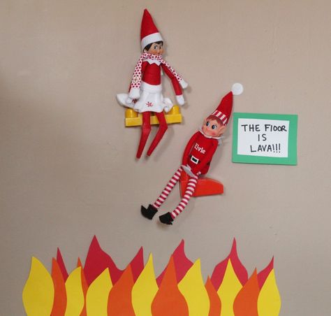 ELF on the shelf ideas Elf On Shelf Floor Is Lava, Elf On The Shelf The Floor Is Lava, Elf Floor Is Lava, Elf On The Shelf Floor Is Lava, The Floor Is Lava Elf On The Shelf, Floor Is Lava Elf On Shelf, The Floor Is Lava Elf, Macaroni Ideas, Elf On Shelf