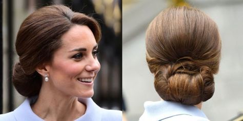 I Tried Duchess Katherine's Hairnet Look and It Holds Up Through *Everything* - TownandCountrymag.com Hairnet Hairstyles For Work, Hairnet Hairstyles, Kate Middleton Updo, Hairstyles For Work, Retro Updo, Kate Middleton Hair, Updo Tutorial, Hair Net, Work Hairstyles