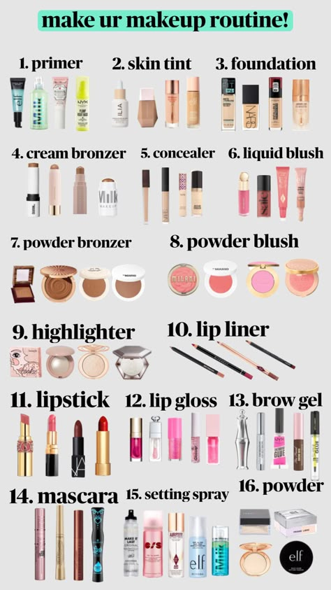 #preppy #makeup #makeuproutine #make Makeup Ideas Preppy, Make Up You Need To Get, Summer Makeup Must Haves, Preppy Makeup Tutorial, Cute Makeup Looks For School, Makeup Items List, Preppy Makeup Look, Preppy Makeup Products, Makeup Looks For School