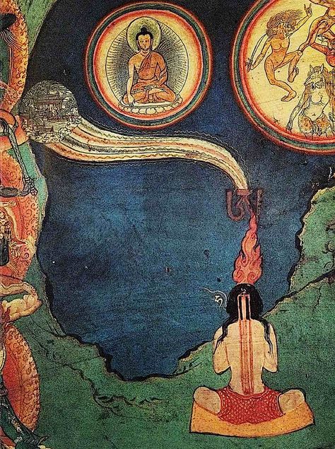 Lighting the inner fire: subtle body as the path to Enlightenment — the five chakras, three channels and two drops of Tantric Buddhism and their practice - Buddha Weekly: Buddhist Practices, Mindfulness, Meditation Buddhism Aesthetic, Indian Iconography, Persian Painting, Indian Yoga, Buddhist Wisdom, Buddhist Symbols, Buddhist Practices, Bhakti Yoga, Buddhist Meditation