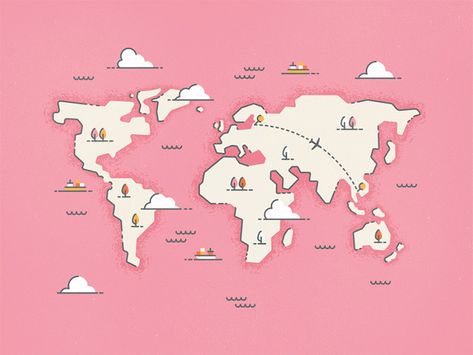 40 Creative Remakes of The World Map - Hongkiat Maps Illustration Design, World Map Design, Map Projects, Preppy Stickers, Office Moving, The World Map, Man Office, Cartoon World, Travel Illustration