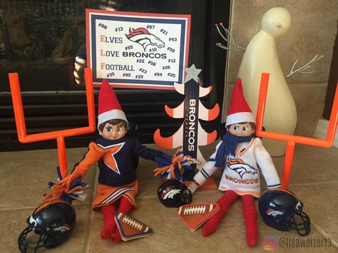 Football Elf On The Shelf Ideas, Elf Football Ideas, Elf On The Shelf Cheerleader, Football Elf On The Shelf, Elf On The Shelf Football Ideas, Kindness Elves, Football Ideas, Awesome Elf On The Shelf Ideas, Elf Activities