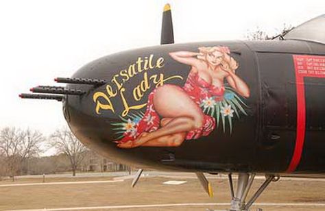 Navy Airplane Pin Up Girls | Inspiration: Aircraft Nose Art | Fieldey Custom Art Aircraft Nose Art, Vintage Airplane Art, Warbirds Pinups, Arte Pin Up, Wwii Fighter Planes, Wwii Airplane, Wwii Fighters, Aircraft Painting, Airplane Art