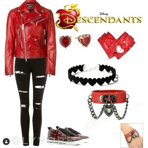 Queen Of Hearts Outfit Inspiration, Red Descendants Outfits, Kpop Halloween Costumes Ideas, Kpop Halloween Costume, Descendants Red, Red Descendants, Descendants Outfits, Descendants Clothes, Descendants Oc